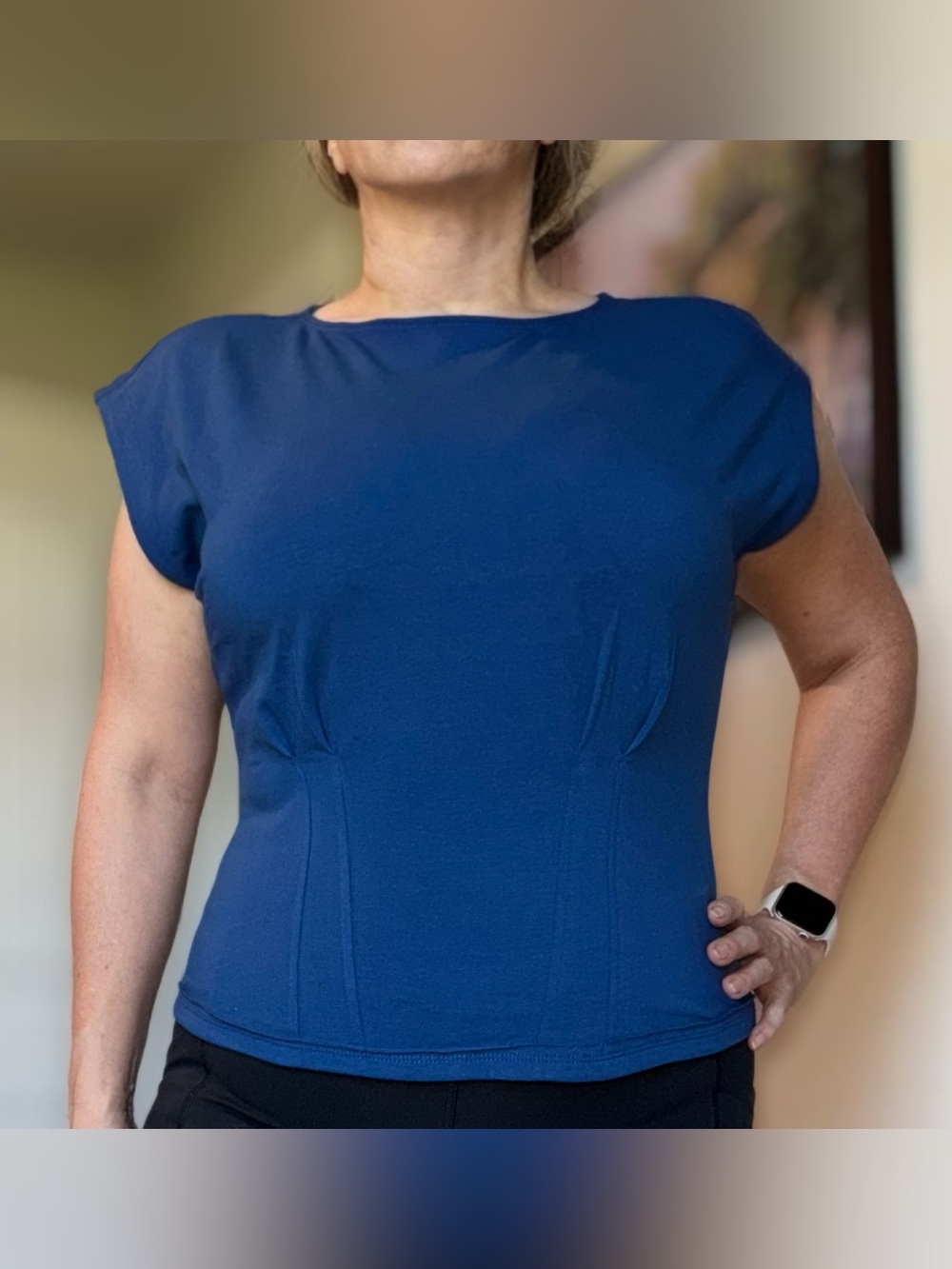 Zenana Outfitters Navy Blue Short-Sleeve Shaped Top